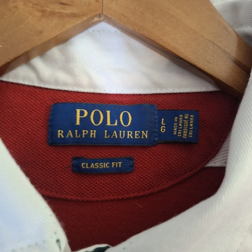 Polo Ralph Lauren Rugby Polo Shirt Men's Large Red Blue Short Sleeve R.L.P.C.